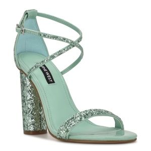 Mint glittery heels
